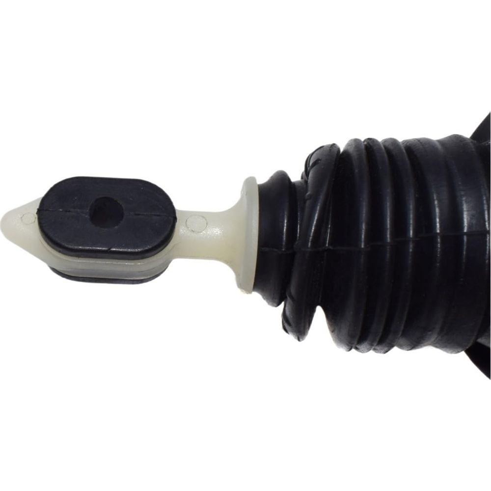 Schwarzer Gummimanschette mit weißem Stecker und schwarzem ovalem Ende.
