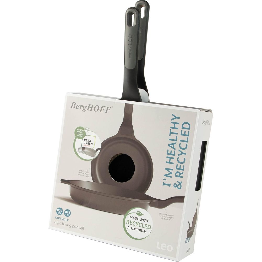 BergHOFF 2-piece frying pan set made of recycled aluminum with Cera Green coating.