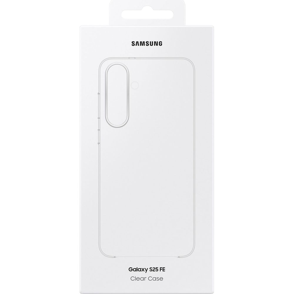 Confezione per una custodia trasparente Samsung Galaxy S25 FE.