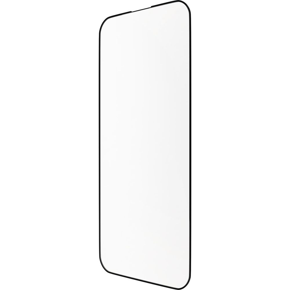Ein randloses Smartphone-Display mit schwarzem Rahmen auf weißem Hintergrund.
