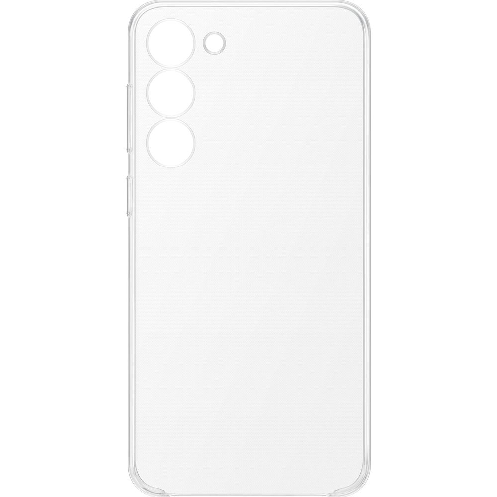 Przezroczyste etui na telefon z trzema wycięciami na aparat z tyłu.