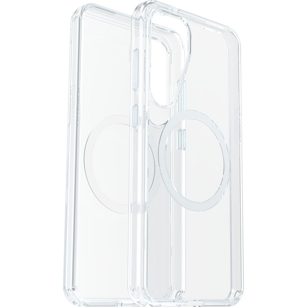 Twee transparante telefoonhoesjes met magnetische ringen.