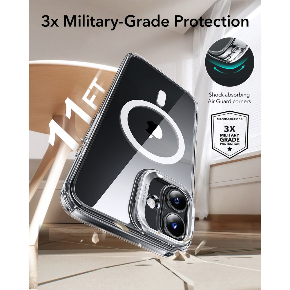 Coque de téléphone transparente avec protection de qualité militaire, antichoc.