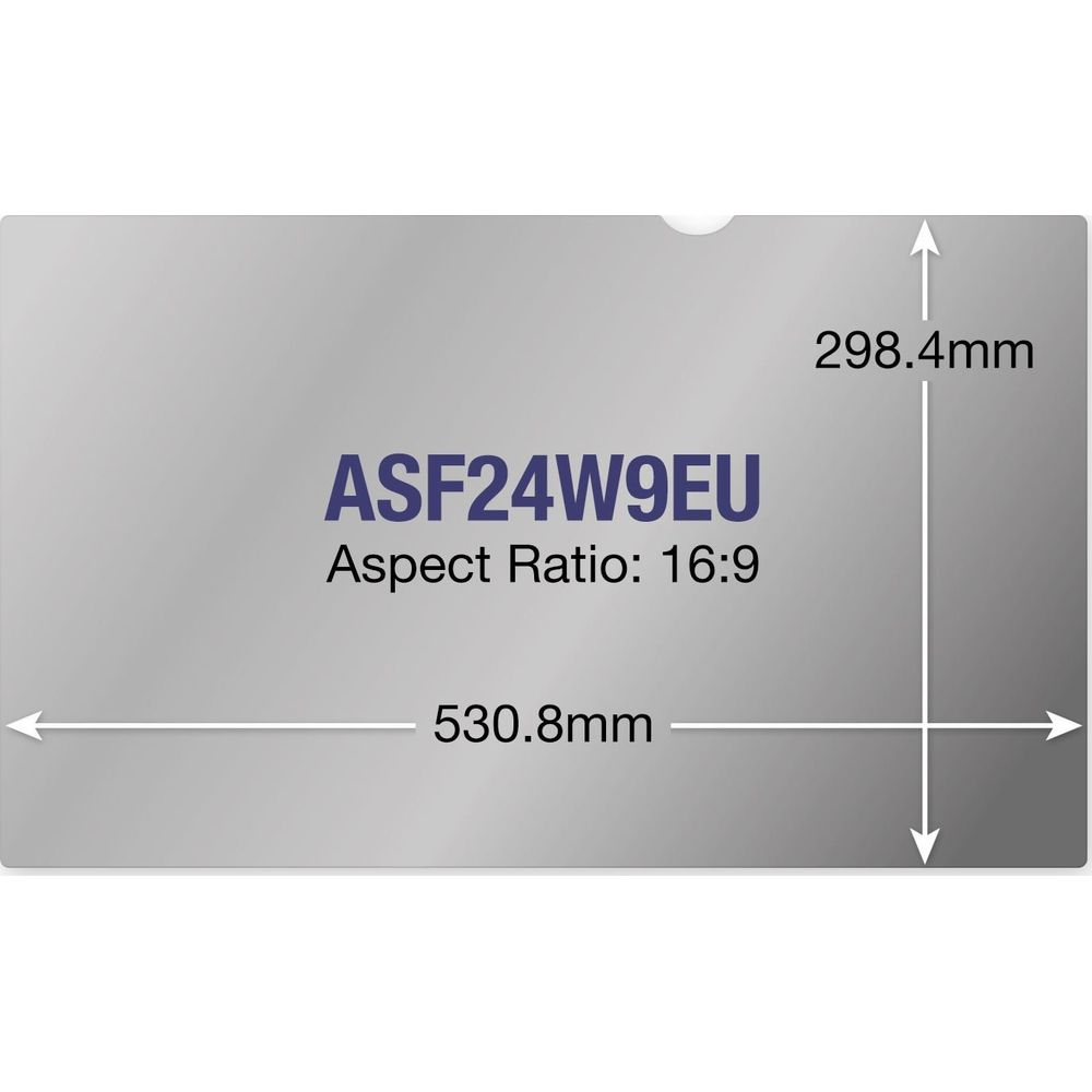 Ein flaches Rechteck mit Maßen 530,8mm x 298,4mm. Modell ASF24W9EU.