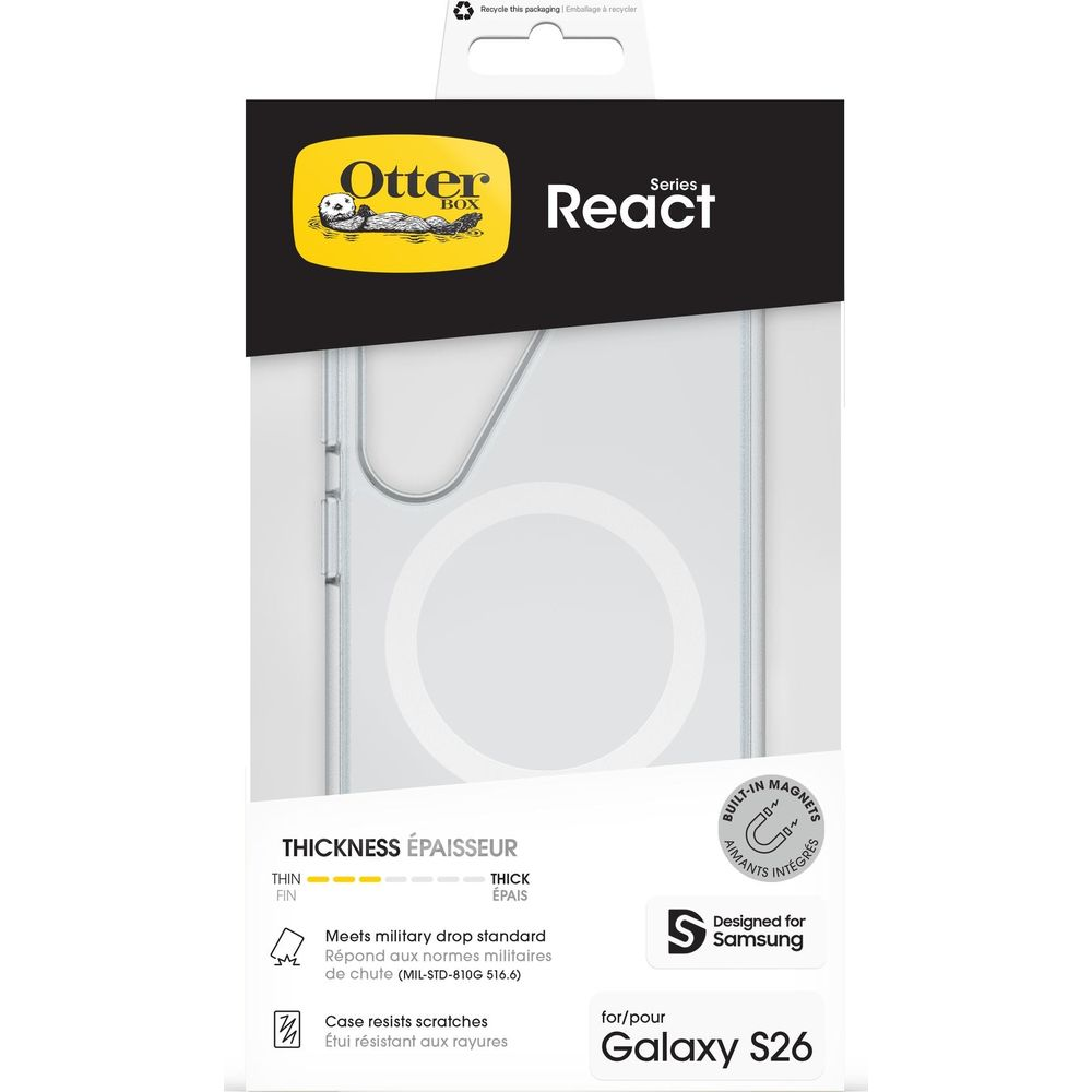OtterBox React hoesje voor Samsung Galaxy S26 met magneten.