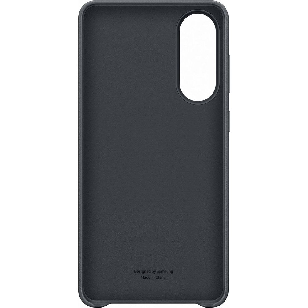 Custodia grigio scuro per telefono con ritaglio fotocamera e logo Samsung.
