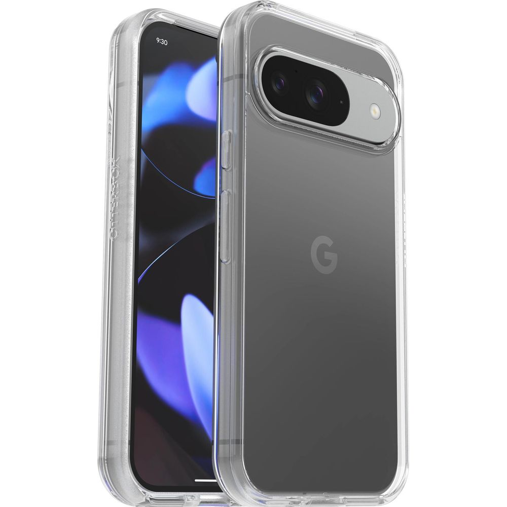 Una custodia trasparente per telefono con uno smartphone Google Pixel all'interno.