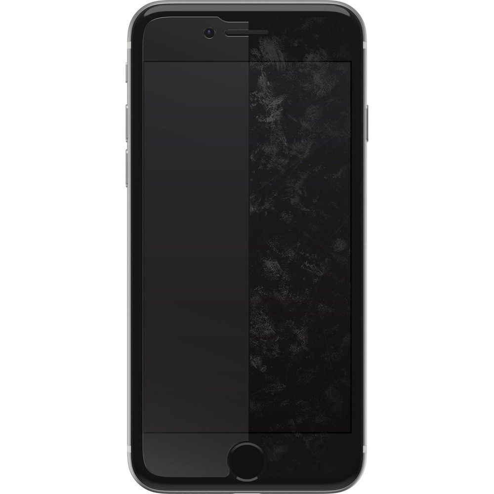 Schermo di smartphone, diviso tra pulito e graffiato.
