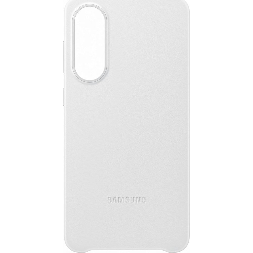 Weiße Handyhülle mit Kameraaussparung und Samsung-Logo.