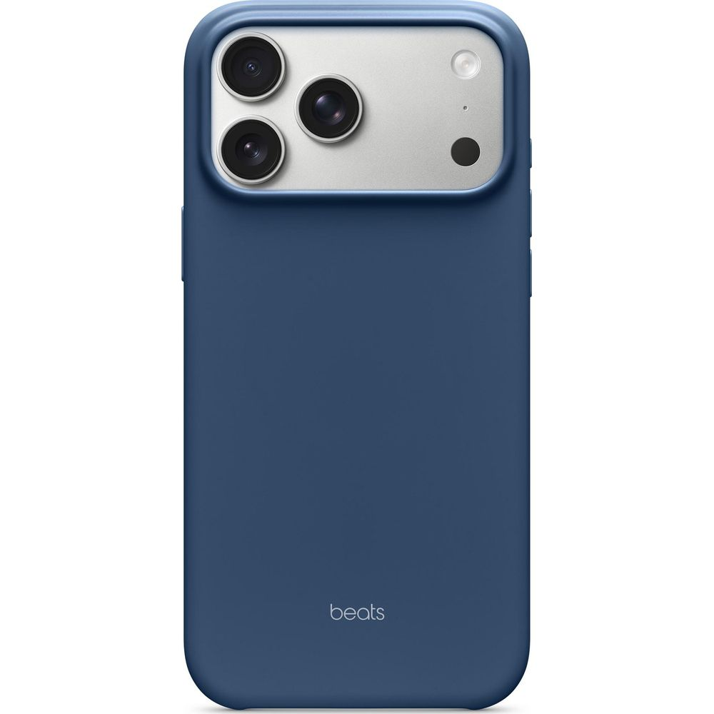 Niebieskie etui na telefon z trzema obiektywami aparatu i lampą błyskową z tyłu.