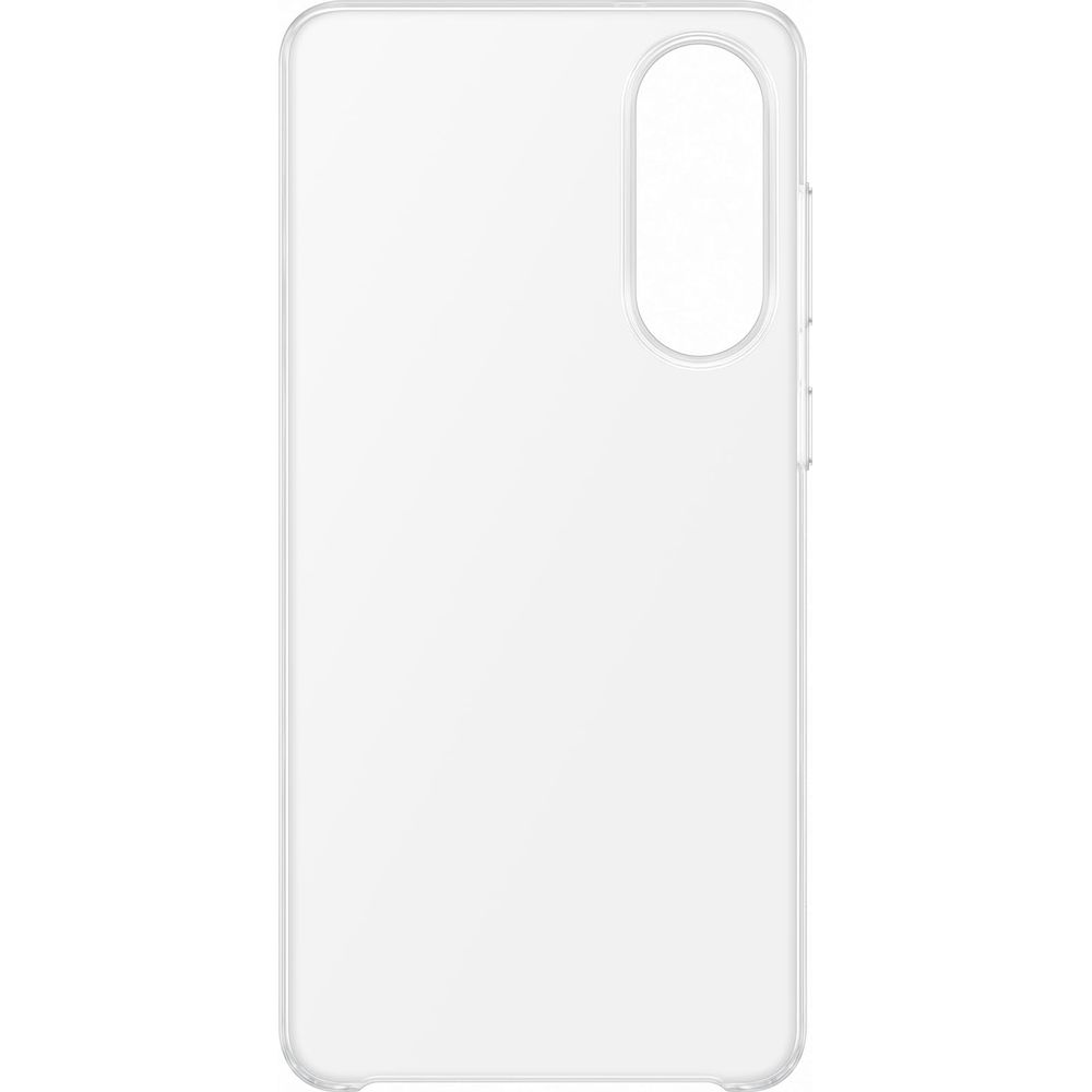 Przezroczyste etui na telefon z wycięciem na obiektywy aparatu w prawym górnym rogu.