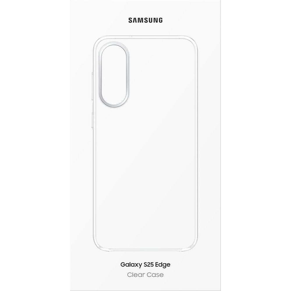 Opakowanie Samsung Galaxy S25 Edge Clear Case. Widoczna przezroczysta obudowa.