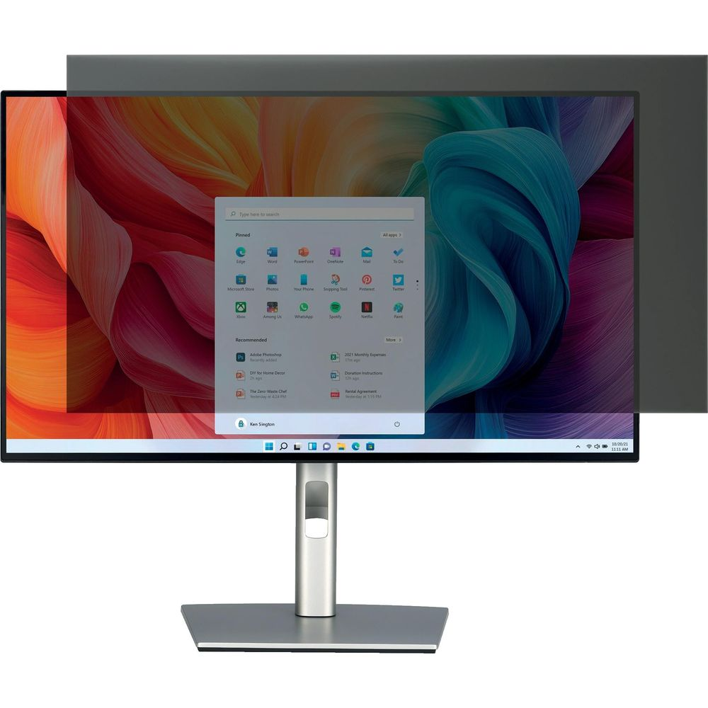 Un monitor con uno sfondo colorato e un menu Start aperto.