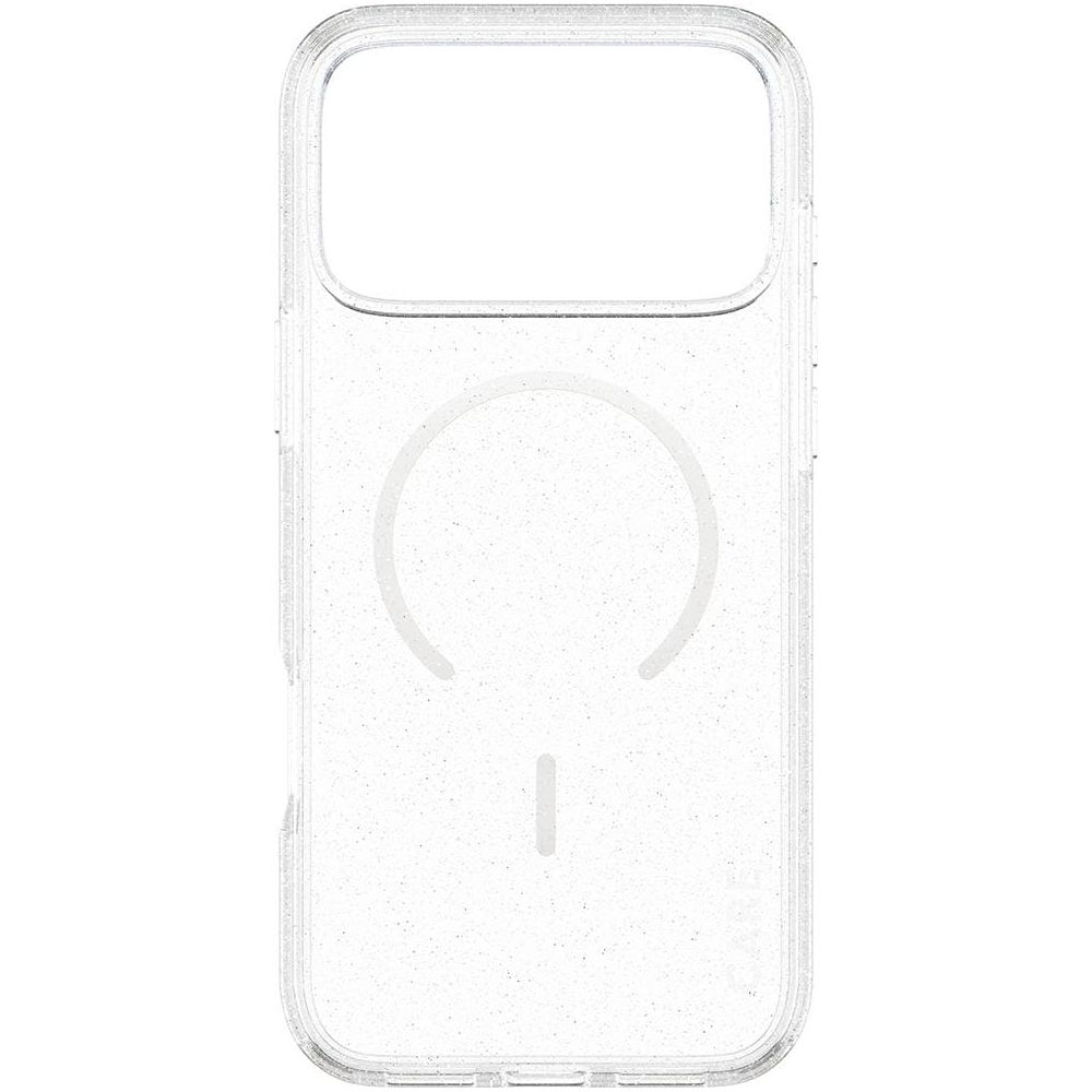 iPhone için simli ve manyetik halkalı şeffaf telefon kılıfı.