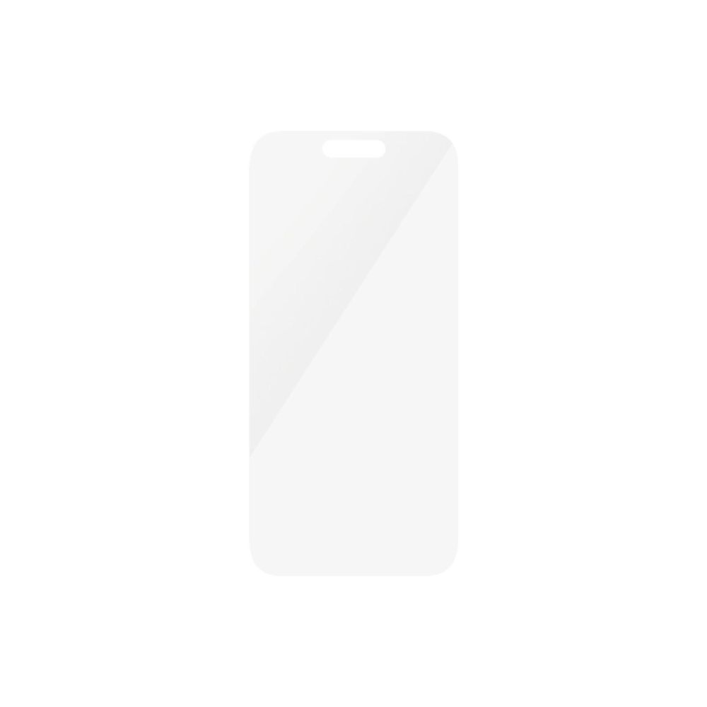 Un protecteur d'écran transparent pour smartphone avec découpe.