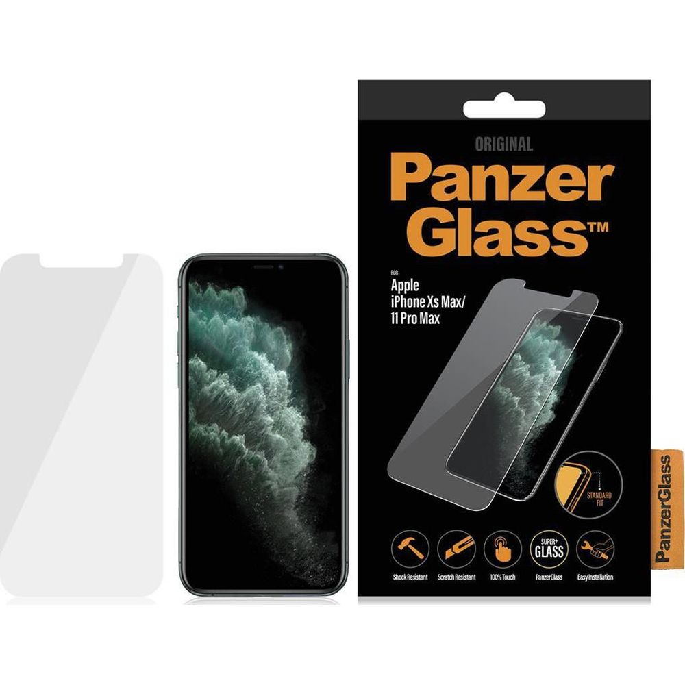 PanzerGlass pour iPhone Xs Max/11 Pro Max avec accessoires et fonctionnalités.