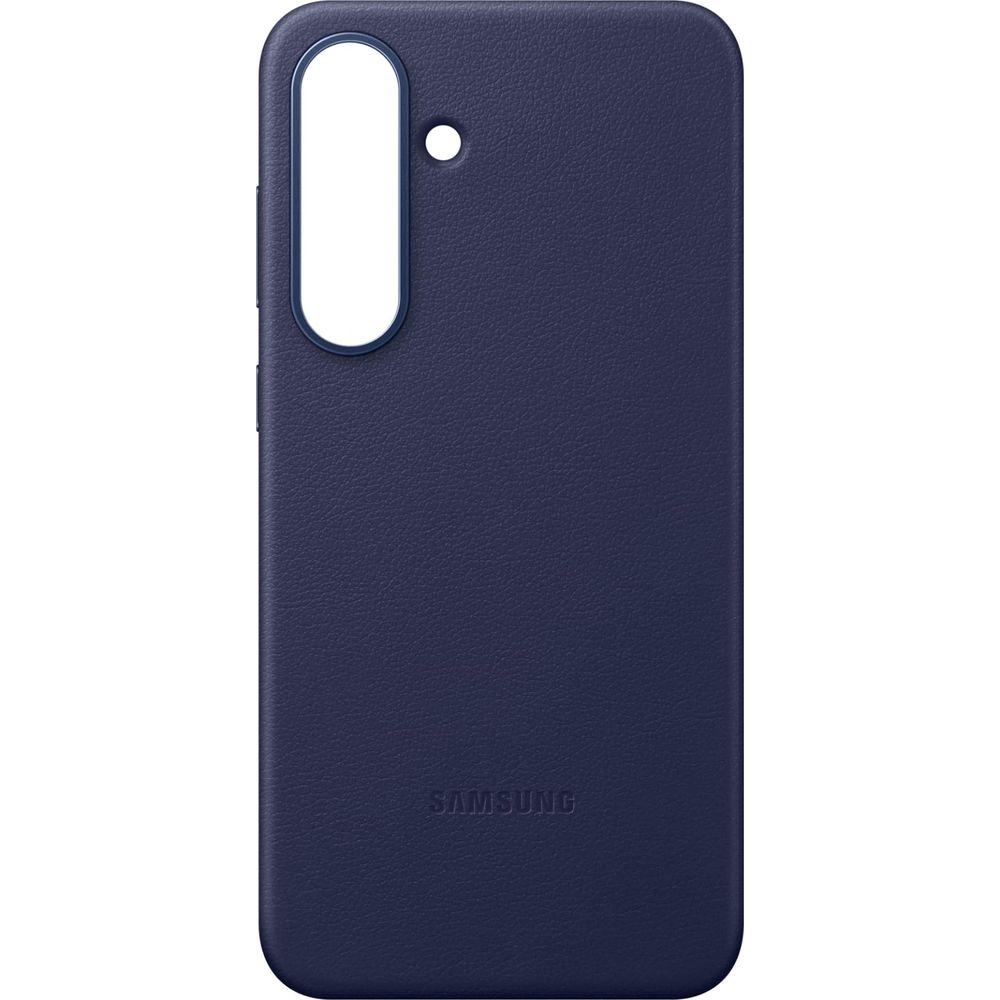 Dunkelblaue Handyhülle mit Kameraausschnitt und Samsung-Logo.