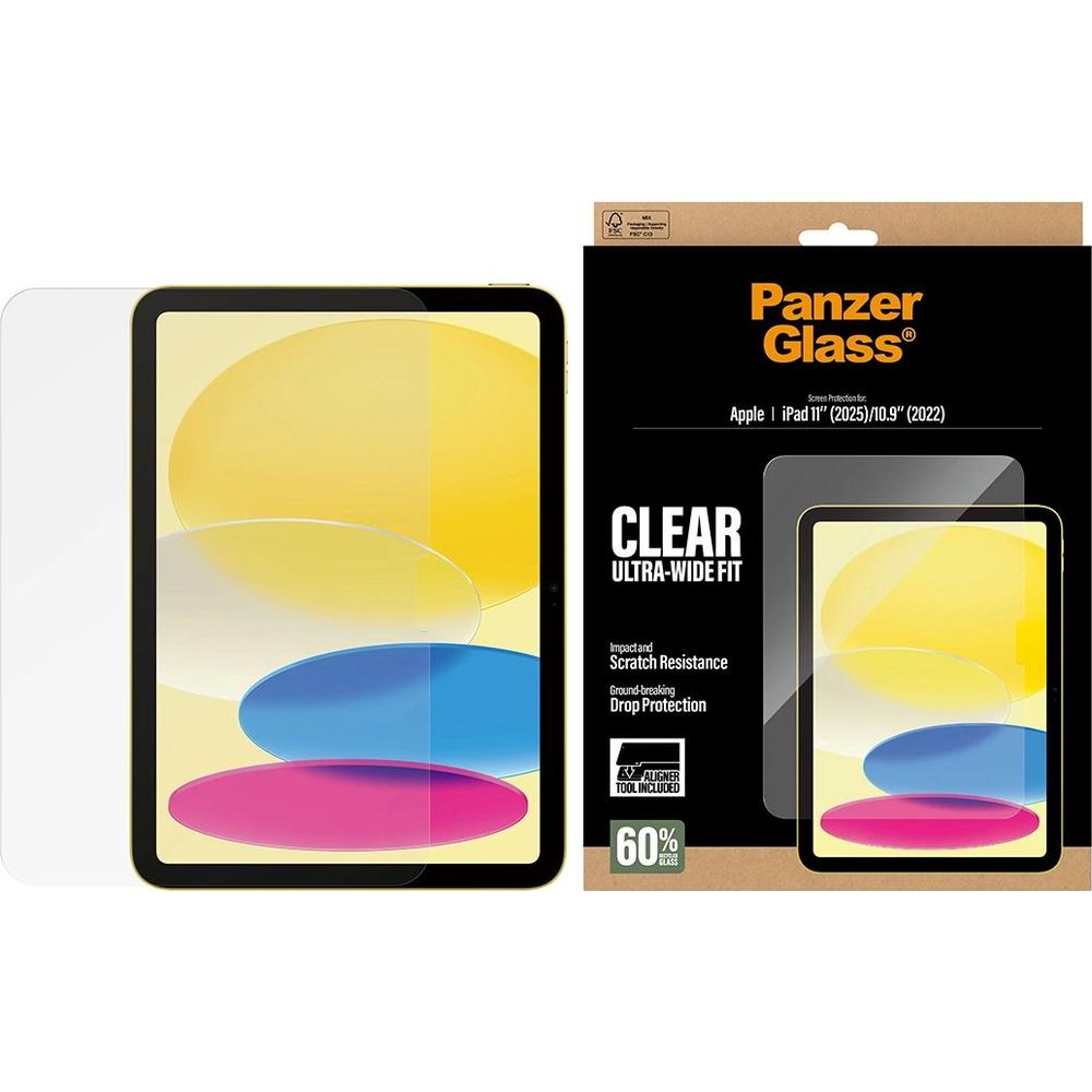 Apple iPad 11 inç için Panzer Glass. Hizalama aleti içerir. Net, ultra geniş uyum.