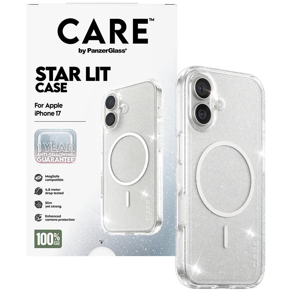 MagSafe uyumlu iPhone 17 için şeffaf simli kılıf.