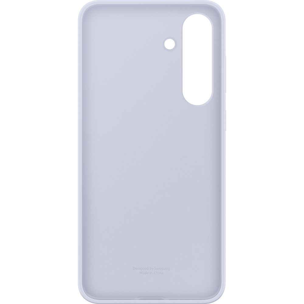 Een lichtpaarse telefoonhoes met uitsparingen voor camera en luidspreker.
