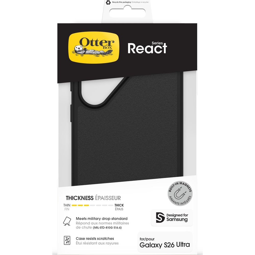 Coque OtterBox React pour Samsung Galaxy S26 Ultra avec aimants.