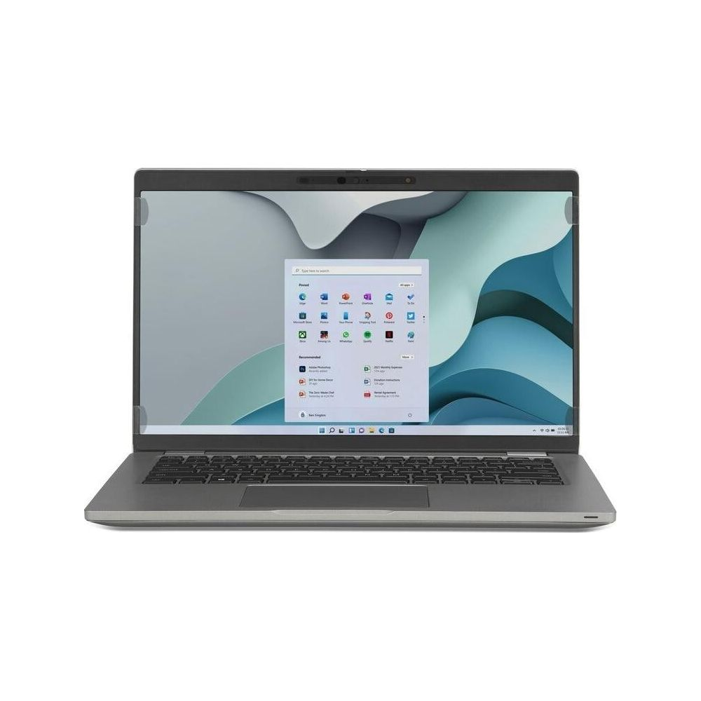 Un laptop chiuso con un menu sullo schermo.
