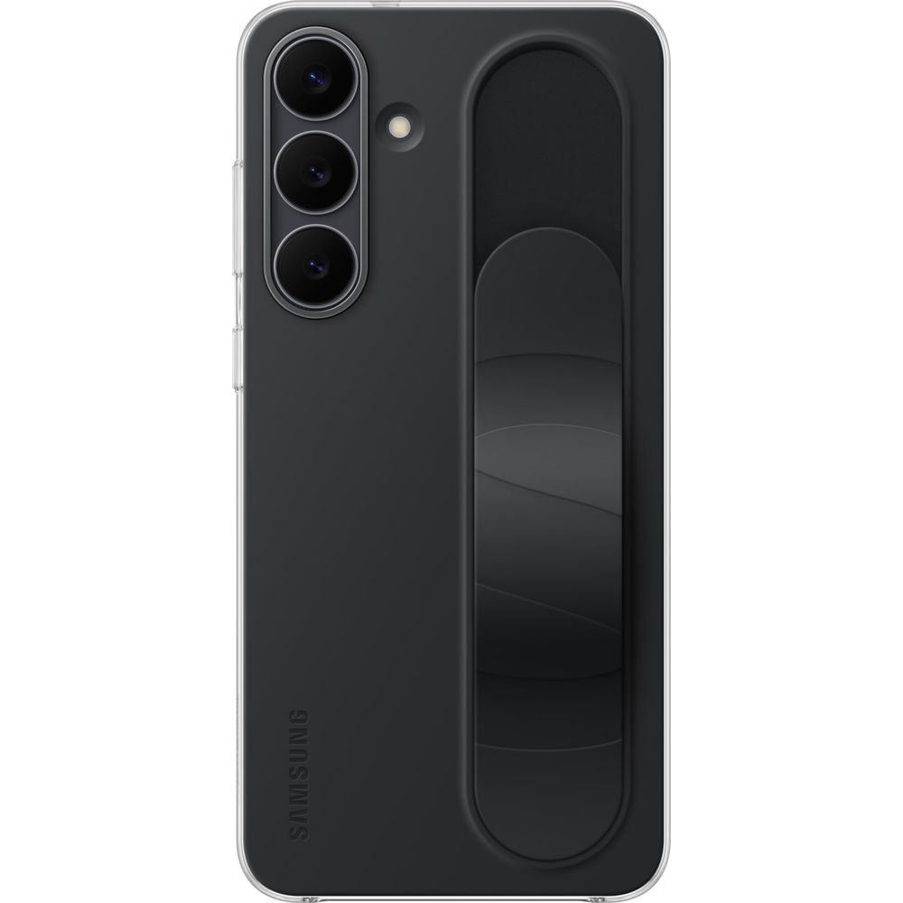 Czarne etui na telefon z trzema obiektywami i paskiem.
