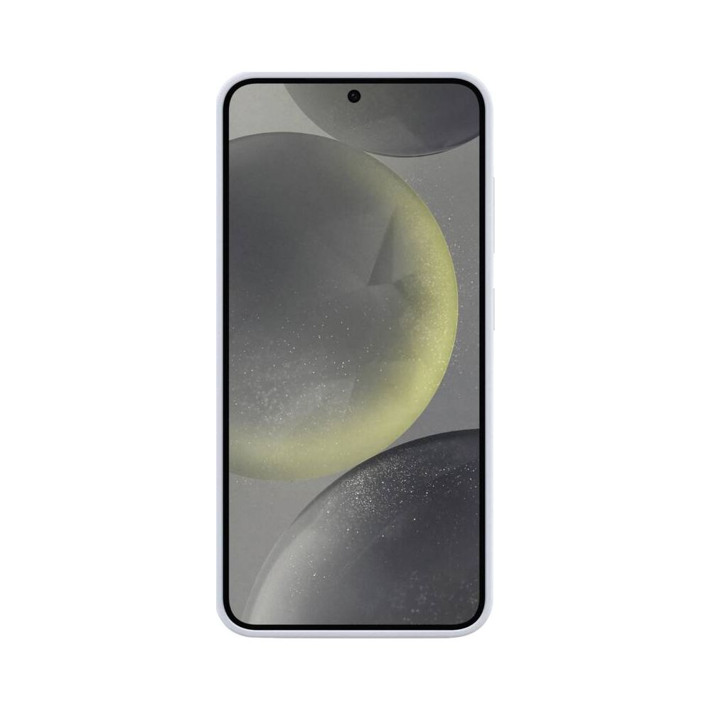 Een smartphone met een modern design, met abstracte cirkels op het scherm.