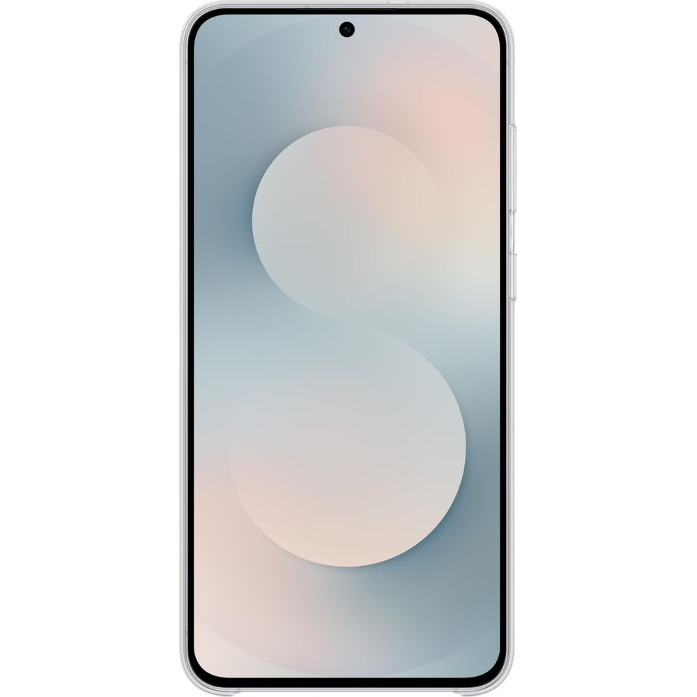 Ein Smartphone mit durchsichtigem Gehäuse und einem minimalistischen Hintergrund.