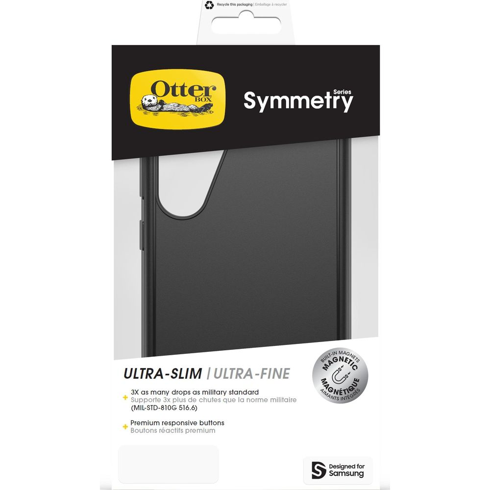 Zwarte Otterbox Symmetry hoes voor Samsung. Ultradun, magnetisch, militaire standaard.