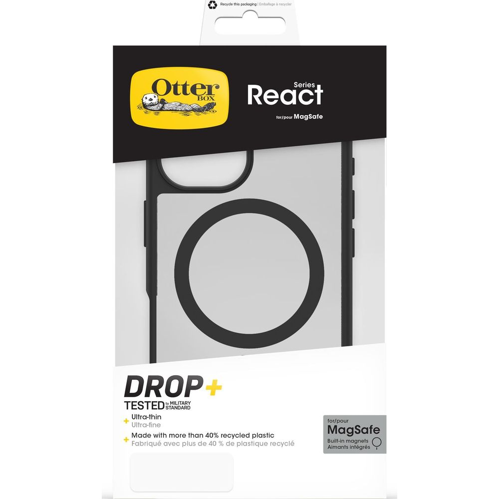 Emballage de coque OtterBox React compatible MagSafe, testée Drop+.