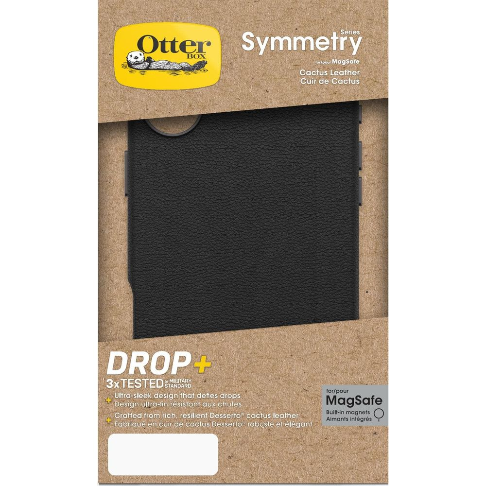 Zwarte Otterbox Symmetry MagSafe hoes van cactushuid.