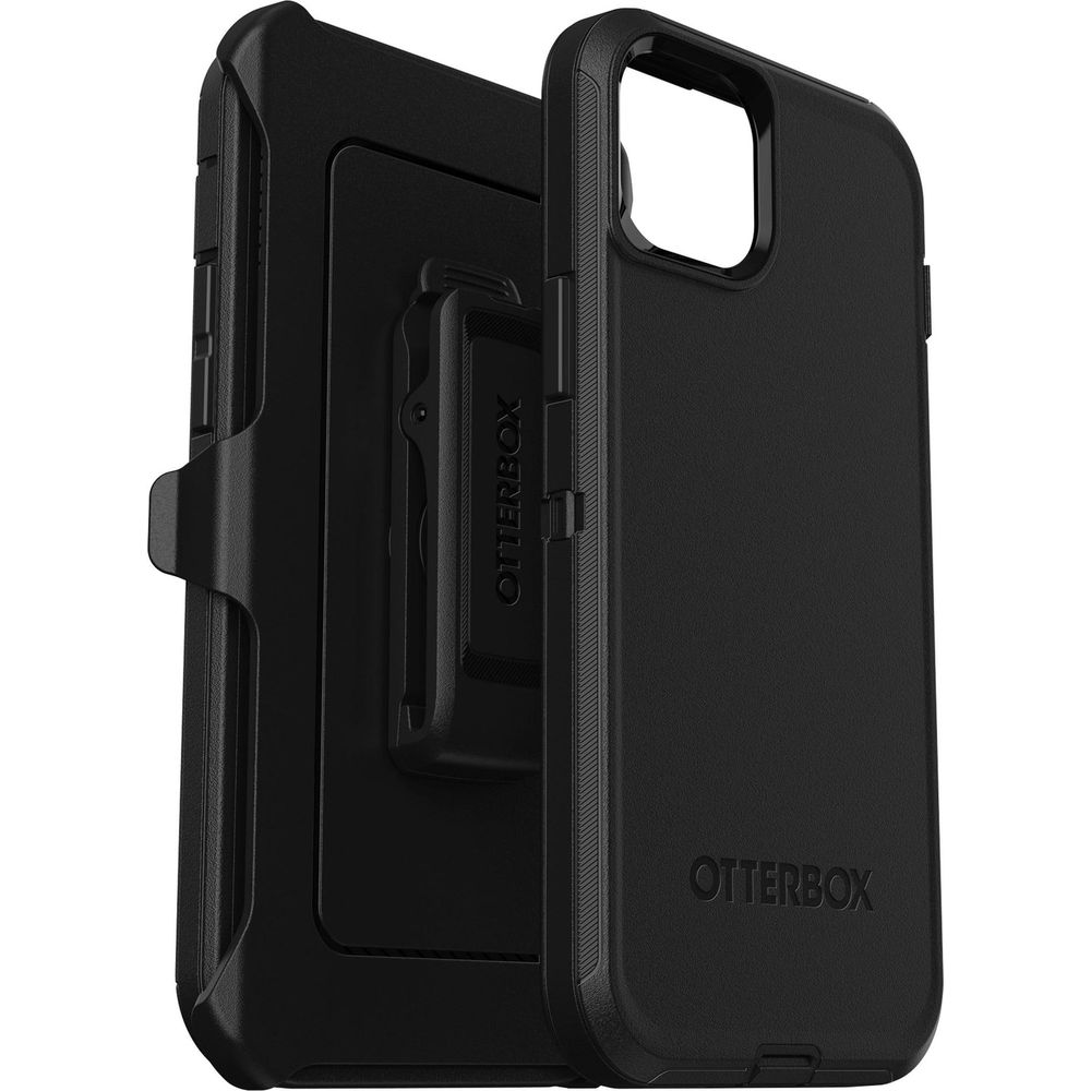 Étui Otterbox noir avec étui montré en détail.