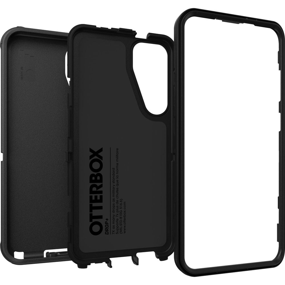 Zwarte Otterbox telefoonhoes in drie delen, met tekst en logo.