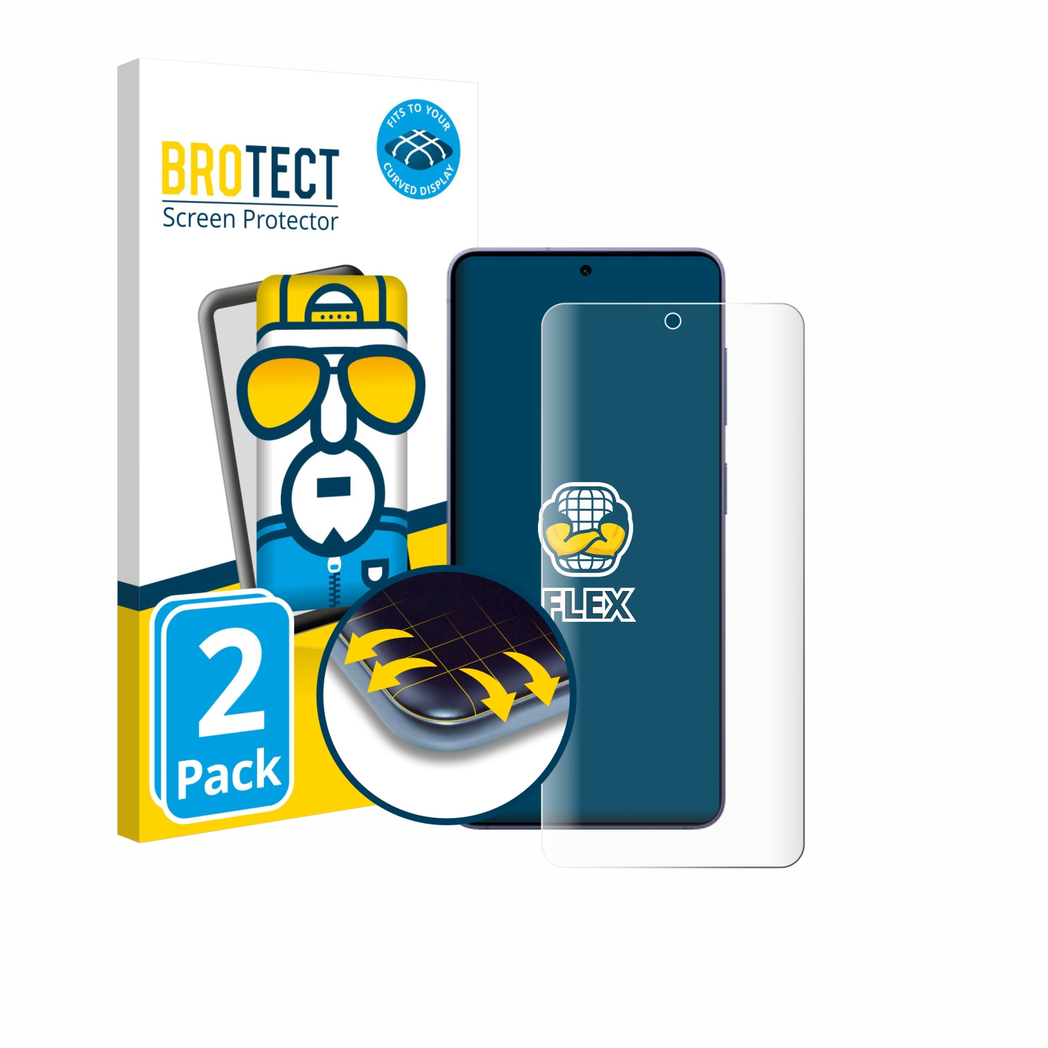 BROTECT Displayschutzfolie: 2er Pack für gekrümmte Displays, mit Handy.