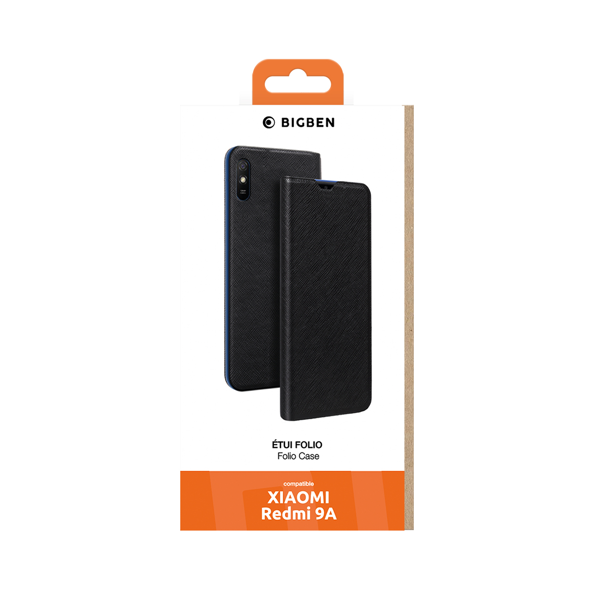 Custodia a libro nera per Xiaomi Redmi 9A con logo BIGBEN.