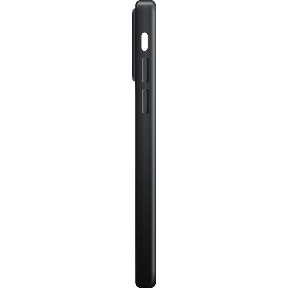 Schwarzes Handy-Case im Profil mit sichtbaren Tasten und Aussparungen.