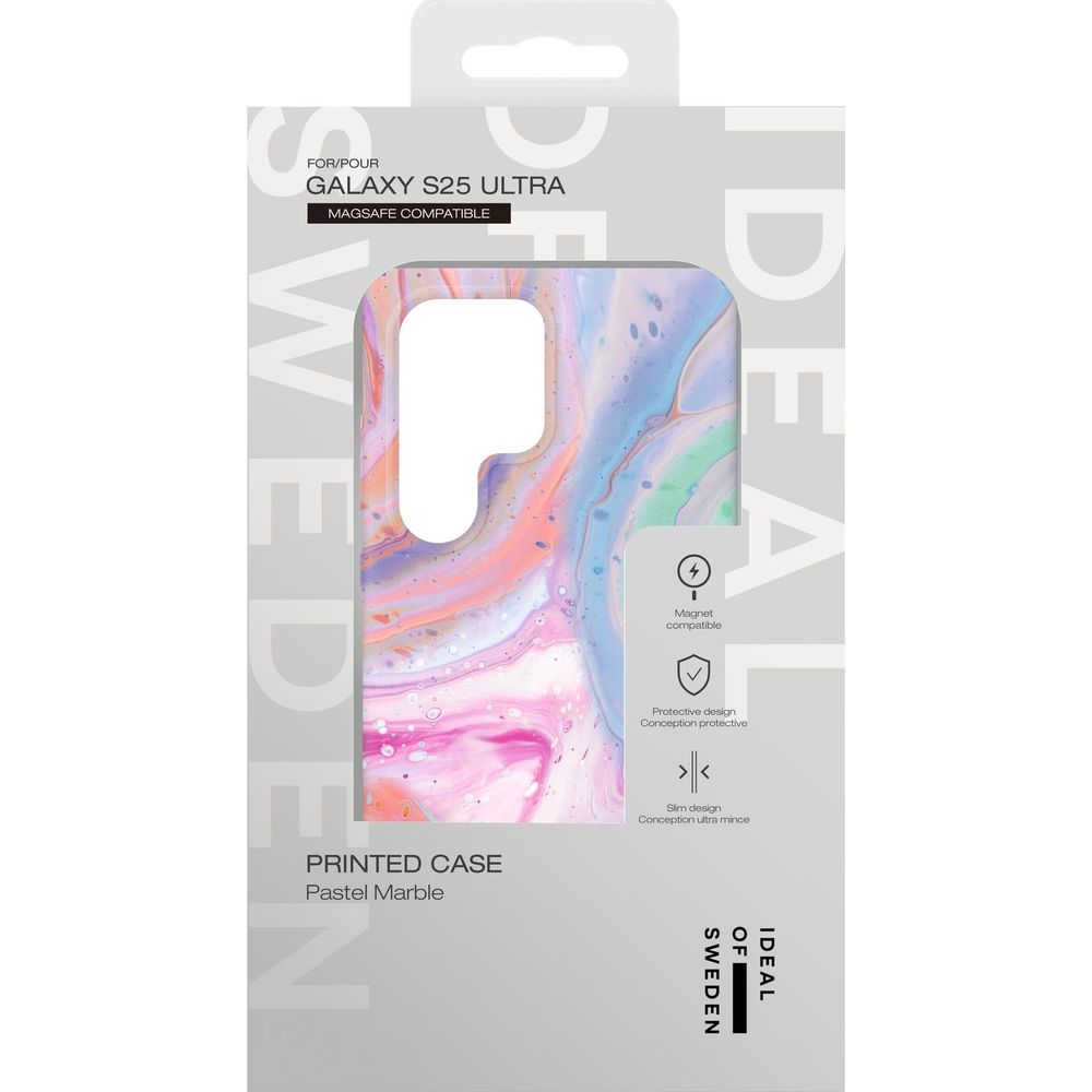 Verpackung für Galaxy S25 Ultra Hülle, Marmor-Design.