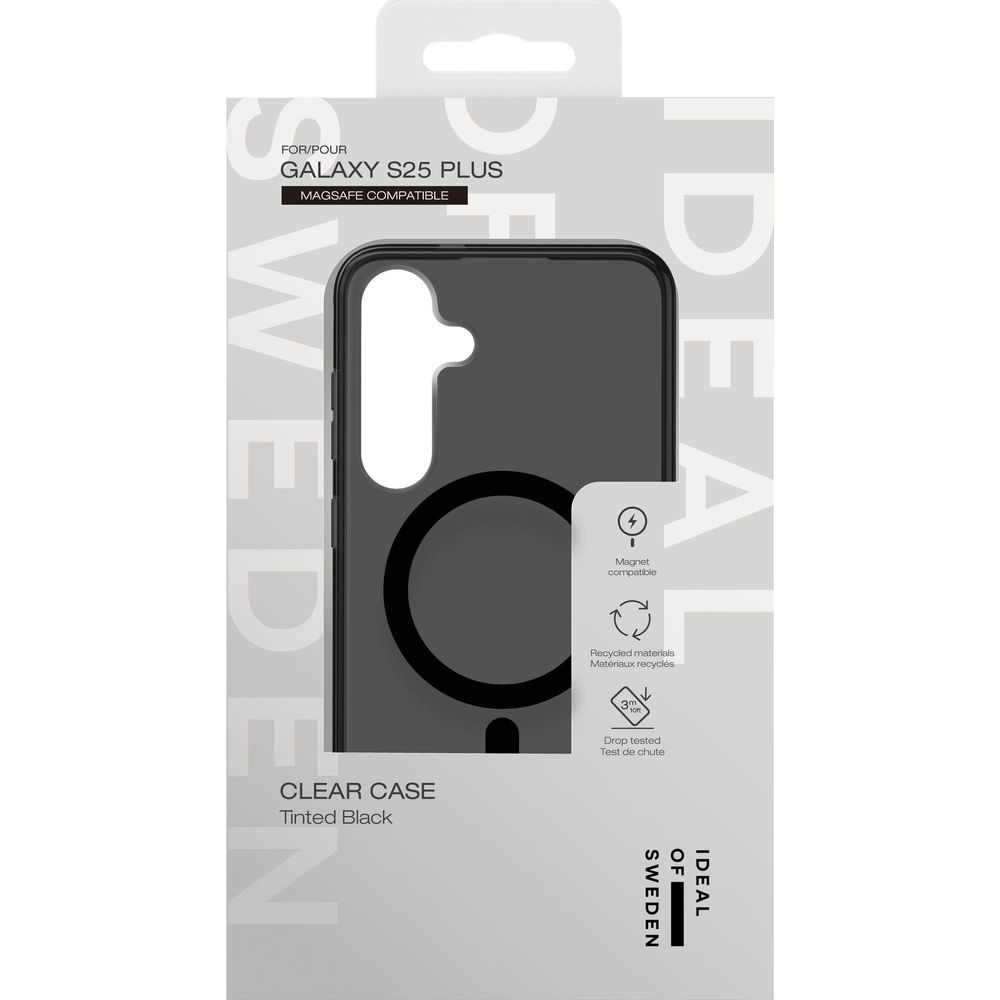 Schwarze Hülle für Samsung S25 Plus, MagSafe-kompatibel, recycelt.