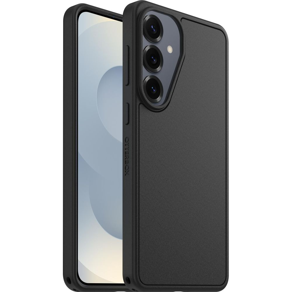 Custodia nera Otterbox per telefono con tre fotocamere su sfondo bianco.