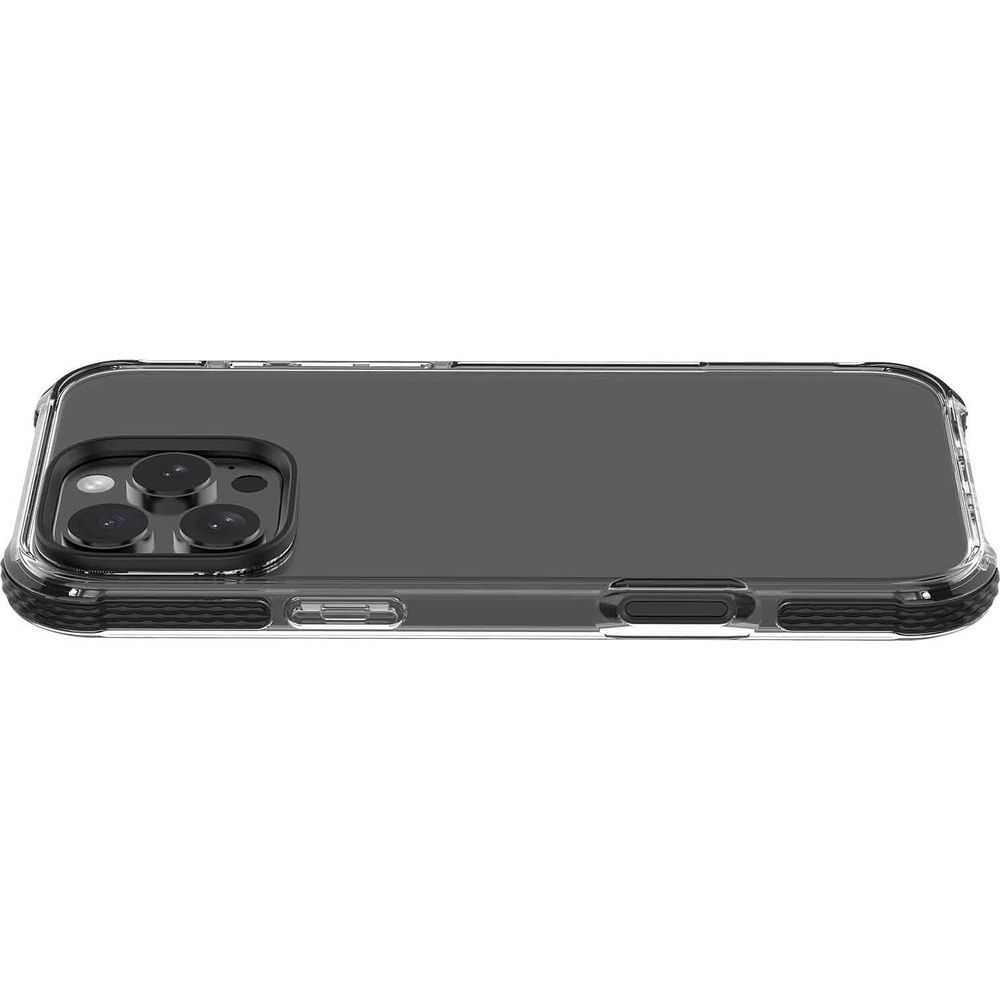 Custodia trasparente per telefono con angoli rinforzati e blocco fotocamera.