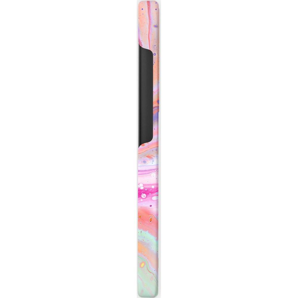 Ein Handyhülle mit Marmor-Effekt in Pastelltönen wie Rosa, Orange und Blau.