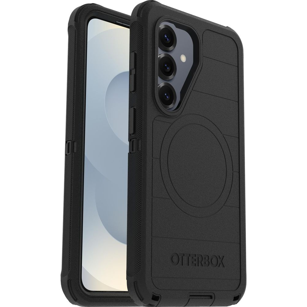 Zwarte Otterbox telefoonhoes voor smartphone, met cameramodule en logo.