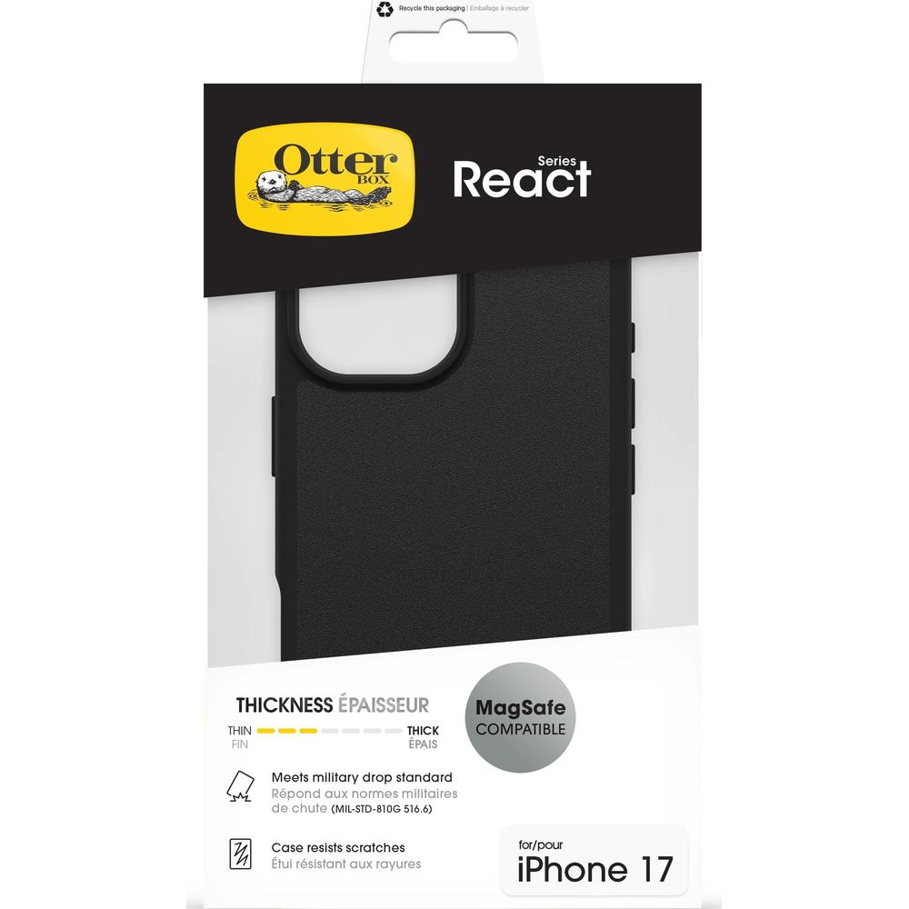 Coque OtterBox React pour iPhone 17, compatible MagSafe, certifiée militaire.