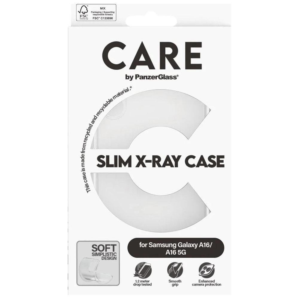 Confezione PanzerGlass CARE Slim X-Ray Case per Samsung Galaxy A16/A16 5G.