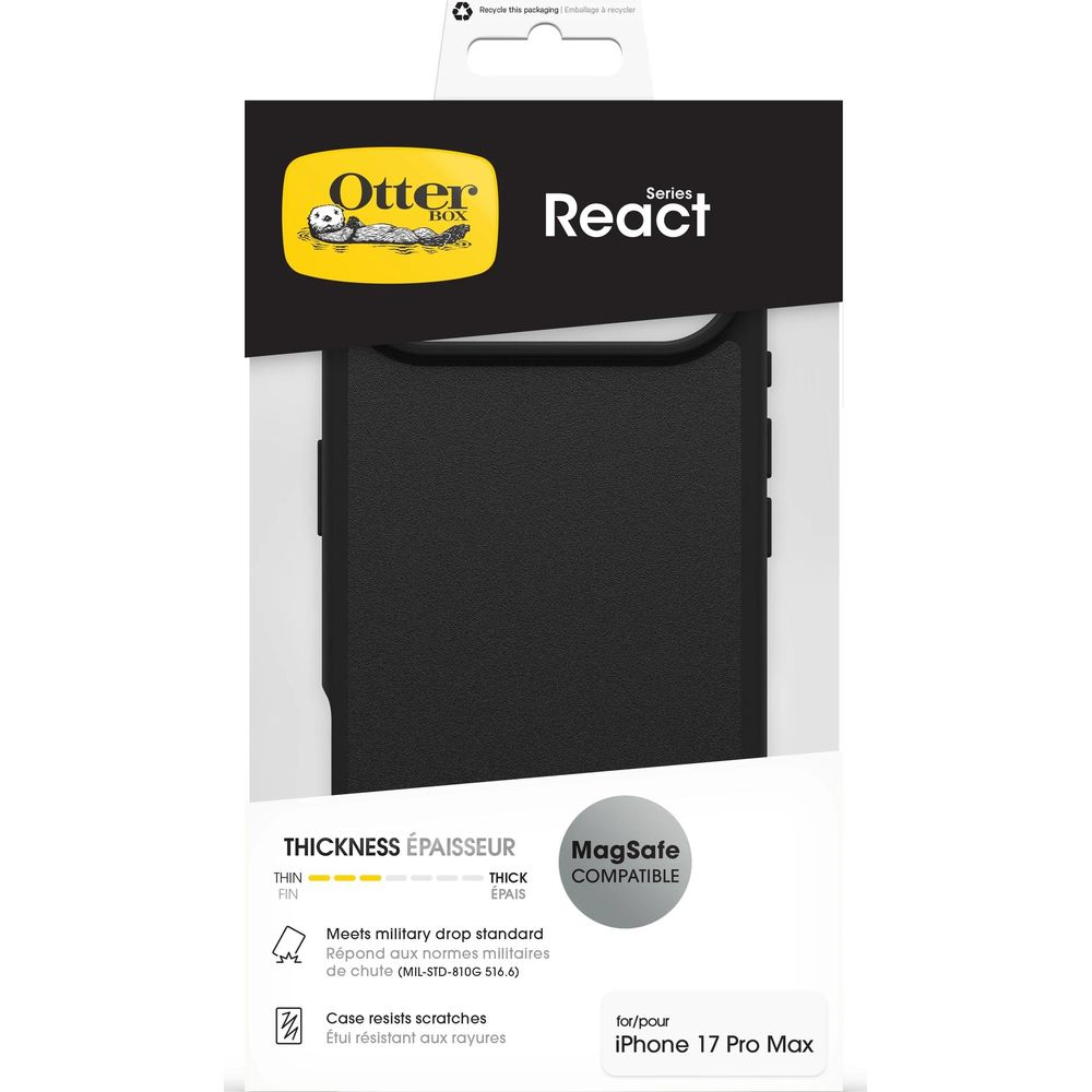 OtterBox React Hülle für iPhone 17 Pro Max, MagSafe-kompatibel, militärtauglich.