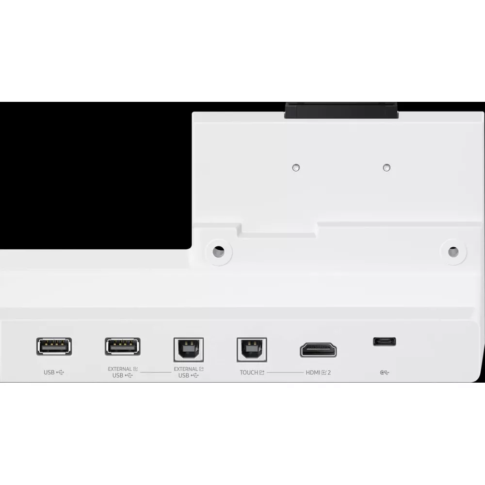 Pannello di connessione con porte USB, Touch e HDMI.