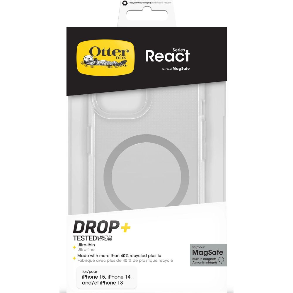 OtterBox React Hülle für iPhone 15/14/13 mit MagSafe, aus recyceltem Plastik.