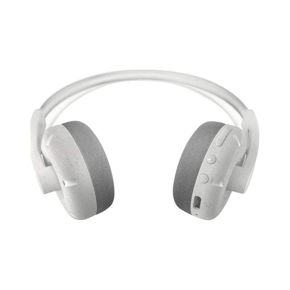 Casque blanc et gris avec arceau, sur fond blanc.