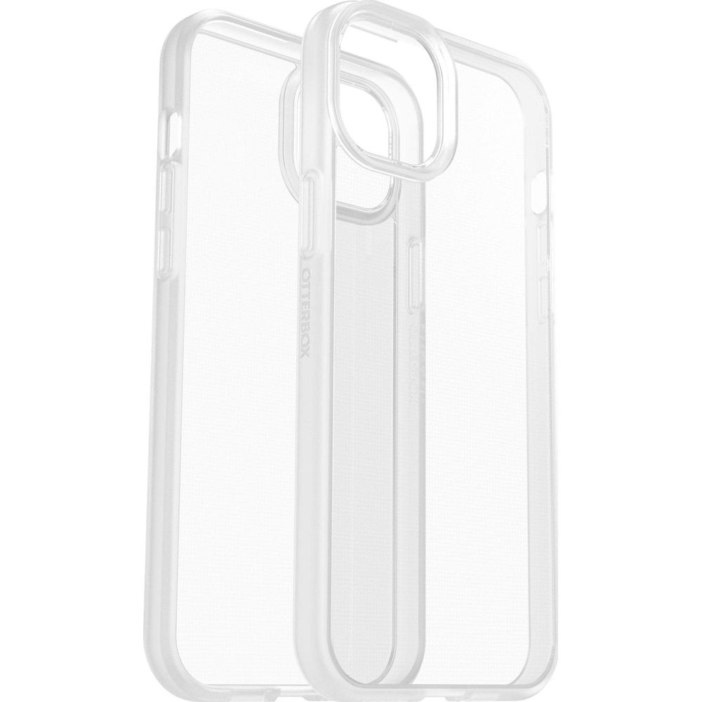 Deux coques de téléphone Otterbox transparentes sont présentées côte à côte sur fond blanc.